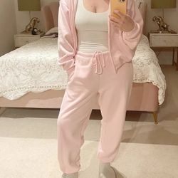 SKIMS Light Pink Fleece Sweatpants Joggers – Size S