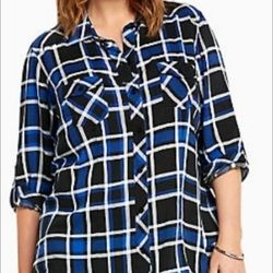Torrid Blue & Black Camp Shirt SZ 2