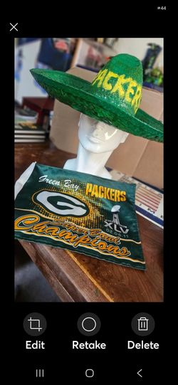 NFL, GREEN BAY PACKERS: CUSTOM SOMBERO w/FLAG, (champion XLV) FIRM.ship available