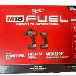 Milwaukee New Kit Hammer Drill And Impact Fuel Brushless 