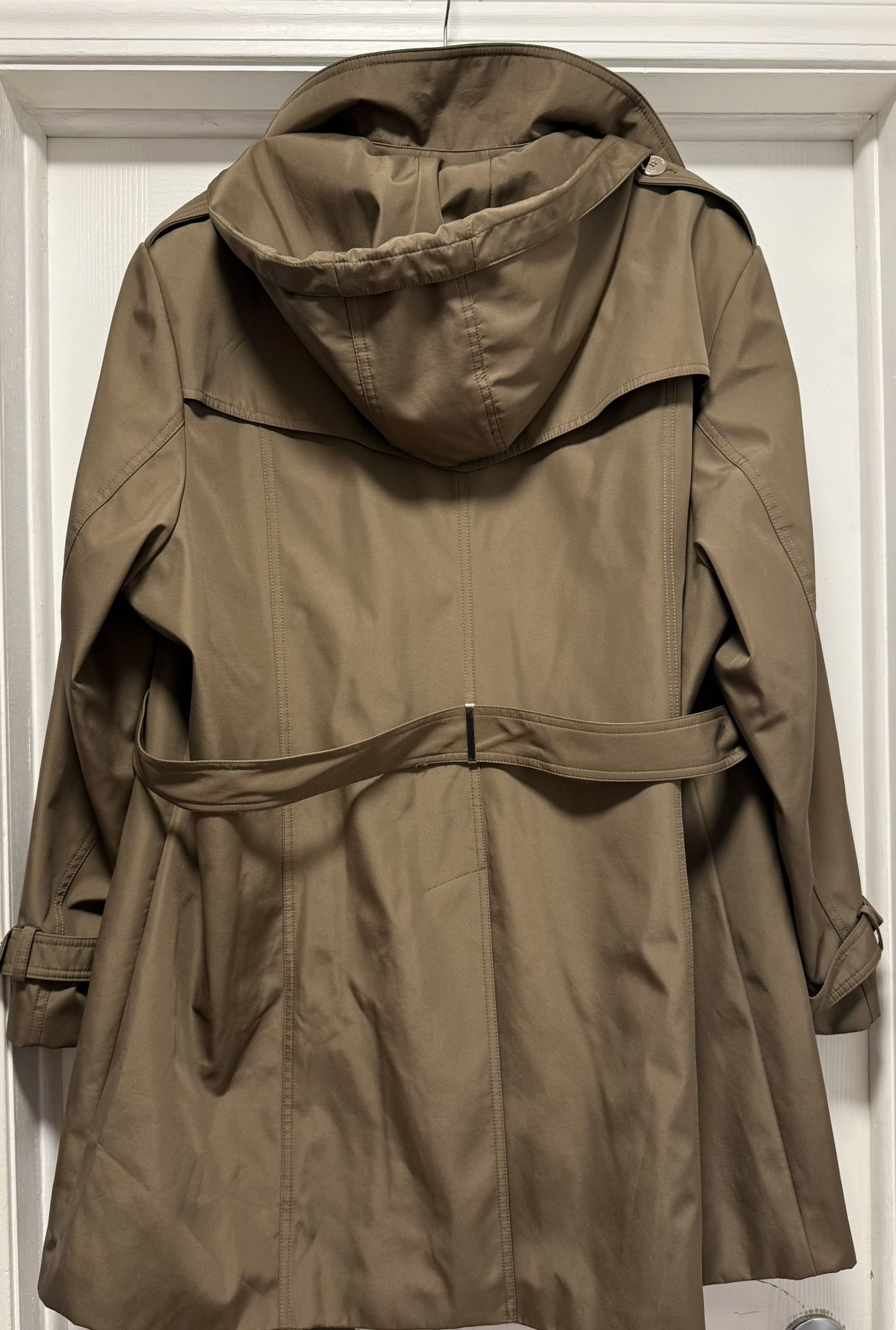 Calvin Klein Belted Trench Coat with Hood – Size XL/XXL
