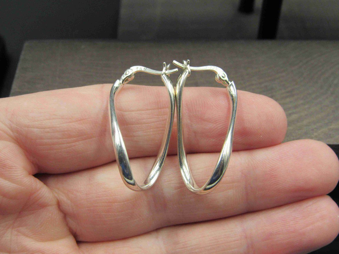 Sterling Silver Unique Shape Long Earrings Vintage Wedding Engagement Anniversary Beautiful Everyday Minimalist Cute Sexy