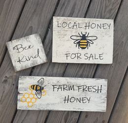 Honey bee wood signs