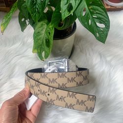 New Michael Kors MK Genuine Leather Reversible Belt Size S