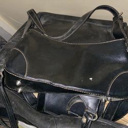 Sleek black tote bag with eye-catching contrast stitching. Perfect for everyday use.