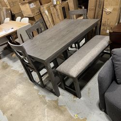 6 person dining set 4 chair 1 bench and table(finance option)