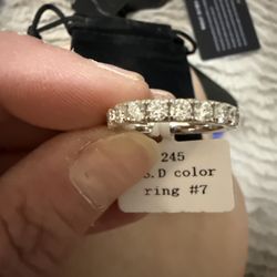Sterling ,silver and Moissanite ring size 7 eternity band