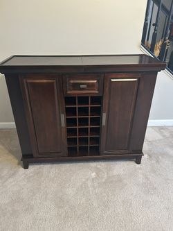 Espresso Brown Solid Wood Sliding Top Bar