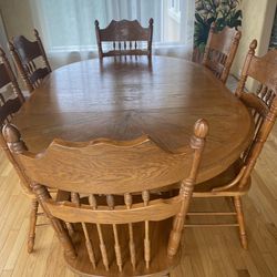 Wood Tables and 6 Chairs