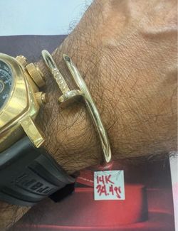 14K Solid Gold Nail Bracelet 34.4Gr Size 20