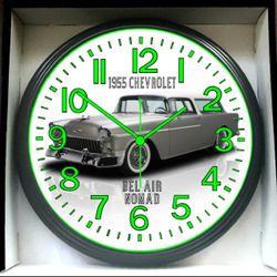 1955 Chevrolet Chevy Nomad Bel Air Glow In The Dark Wall Clock New!