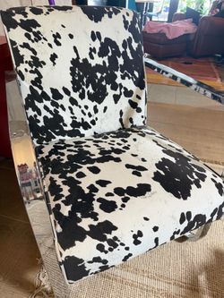 ONE LEFT CHROME / FAUX COWHIDE CHAIR || ONE LEFT