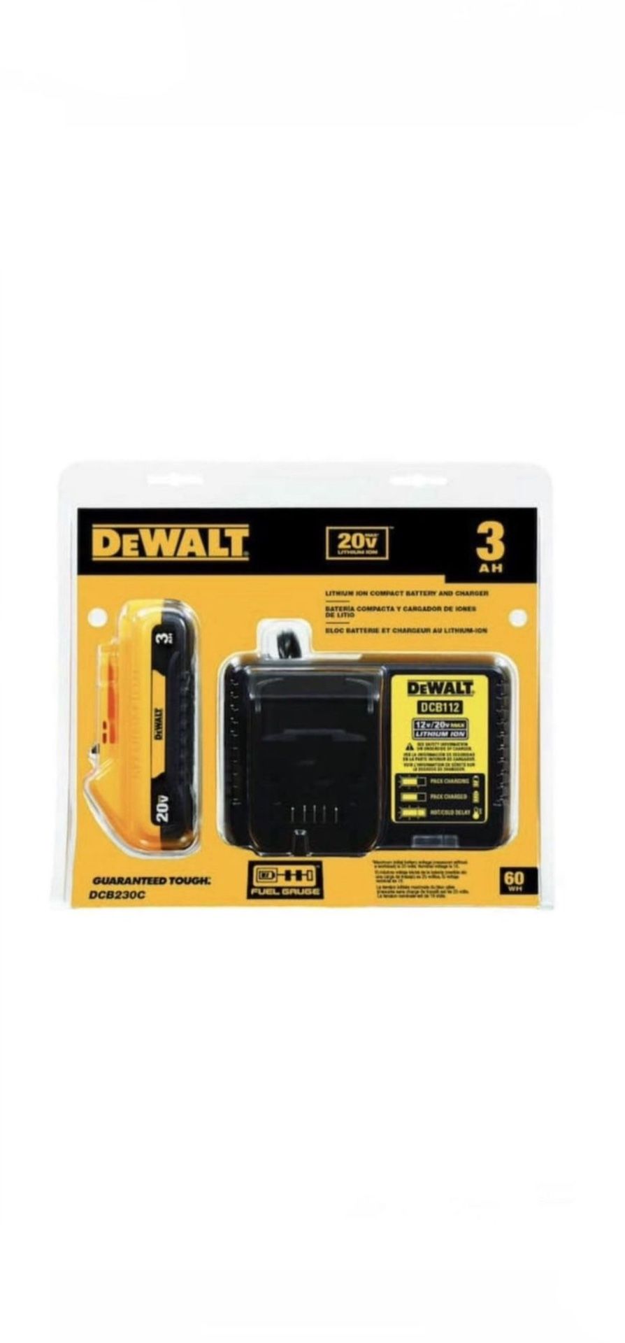 New DEWALT 20-Volt MAX Compact Lithium-Ion 3.0Ah Battery Pack with 12-Volt to 20-Volt MAX Charger $75 FIRM