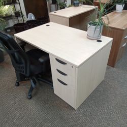 Office Desk w/ 3 Drawer Cabinet  (Maple)