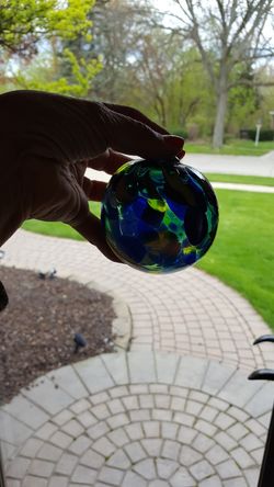 Blown glass hanging orb