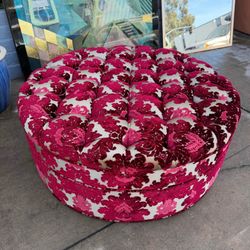 Beautiful Velvet Large Ottoman 42 Diameter 16 1/2 Tall 