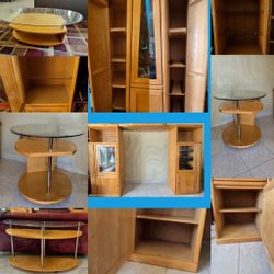 Rooms To Go Living Room Set – Entertainment Center + Glass/Maple Tables – $750 OBO  (all pieces)