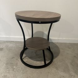 New, Round End Table, 2 Tier Industrial Side Table