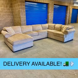 Tan U Sectional Couch Sofa (DELIVERY AVAILABLE! 🚛💨)