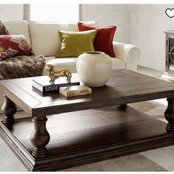 Pottery Barn Lorraine Rectangular Coffee Table, Rustic Brown
