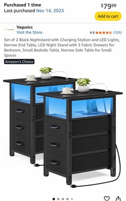 2 black night stands with lights
