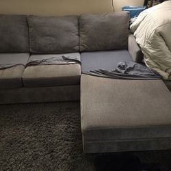 Living Spaces Couch With Chaise Grey Color