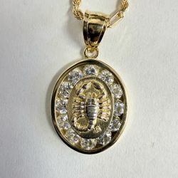 10K Gold & CZs Scorpion Pendant