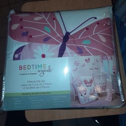 Bedtime Originals by Lamb & Ivy 3 PC Crib Set Butterfly Kisses Collection. New.