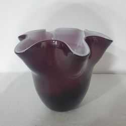 Amethyst Hand-blown Curled Decorative Art Bowl