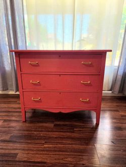 Solid Wood Pink Dresser – Reclaimed Crate Back Panel