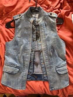 Denim Vest with Chain Detail