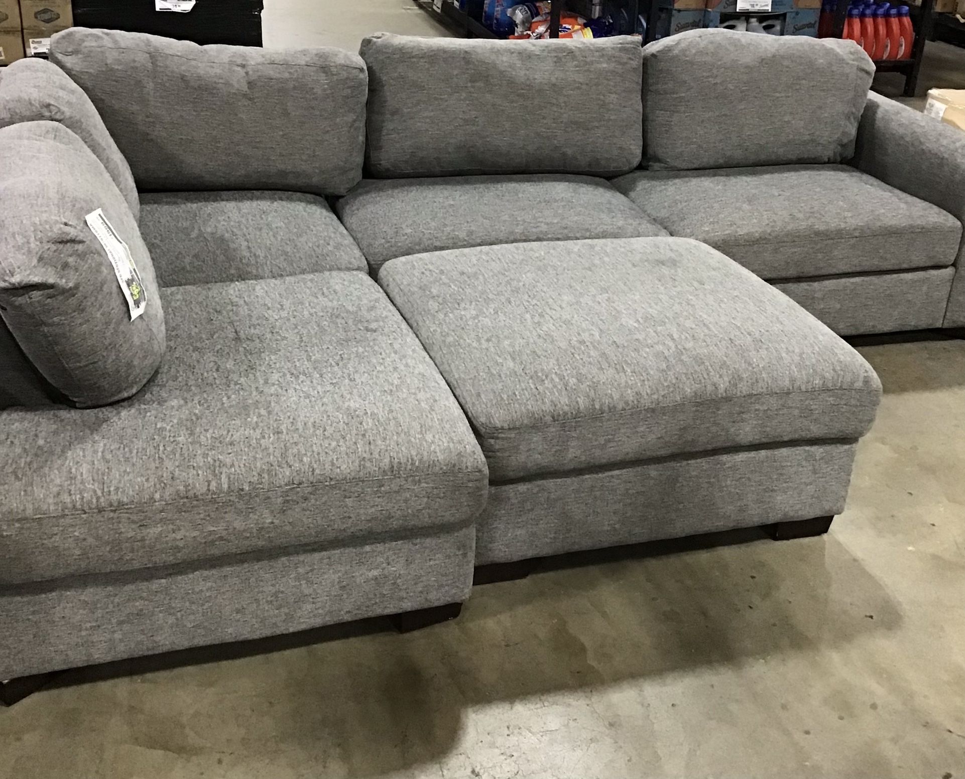 Fabric Sectional With Ottoman 