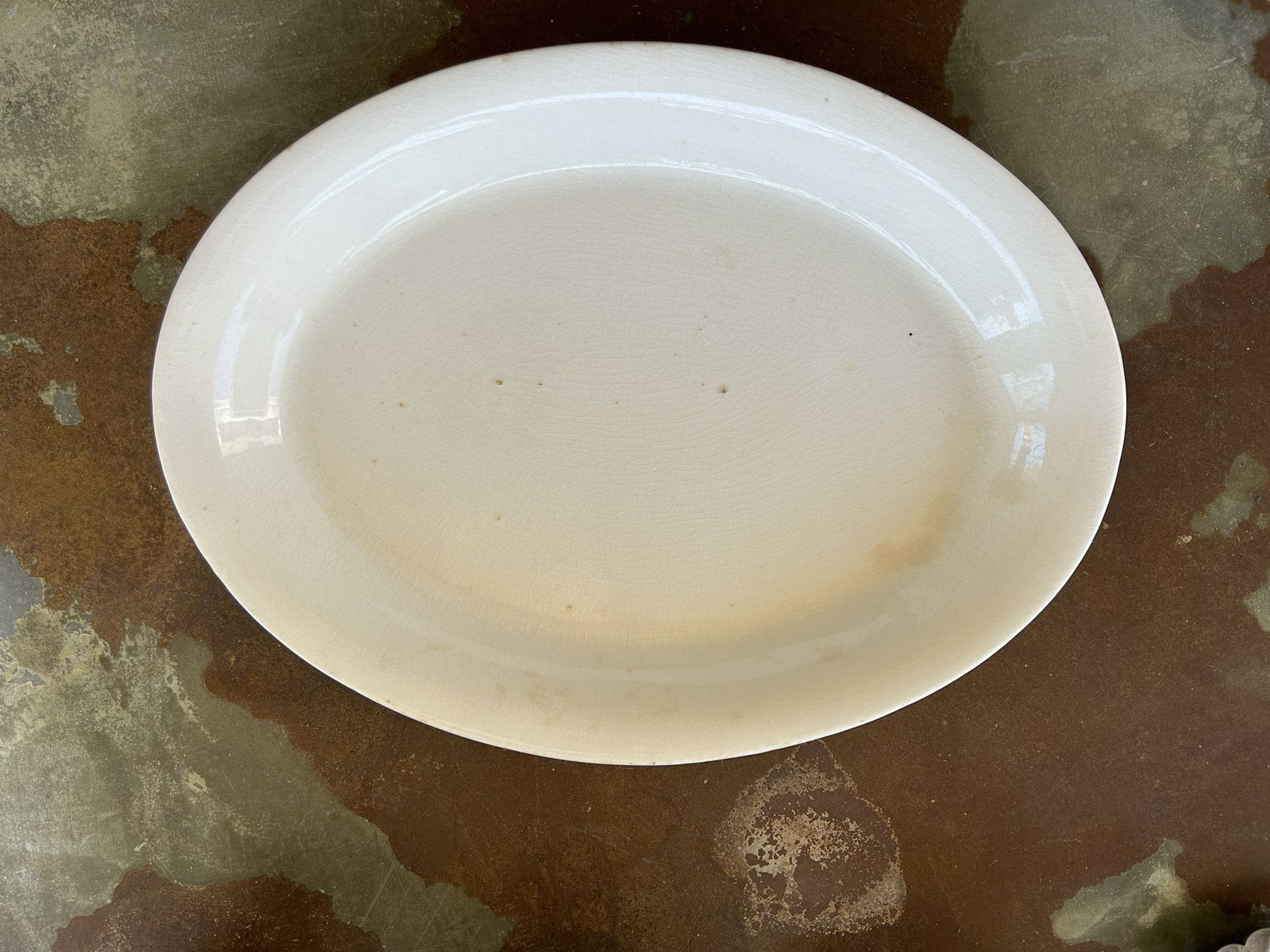Antique English Ironstone Oval White Platter
