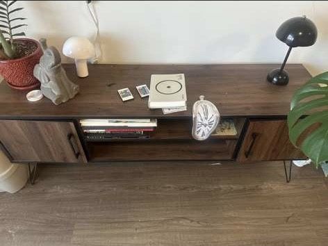 Multi-Function Book Shelf Console Storage 60'' TV Stand Media Center Storage Cabinet with Metal Leg