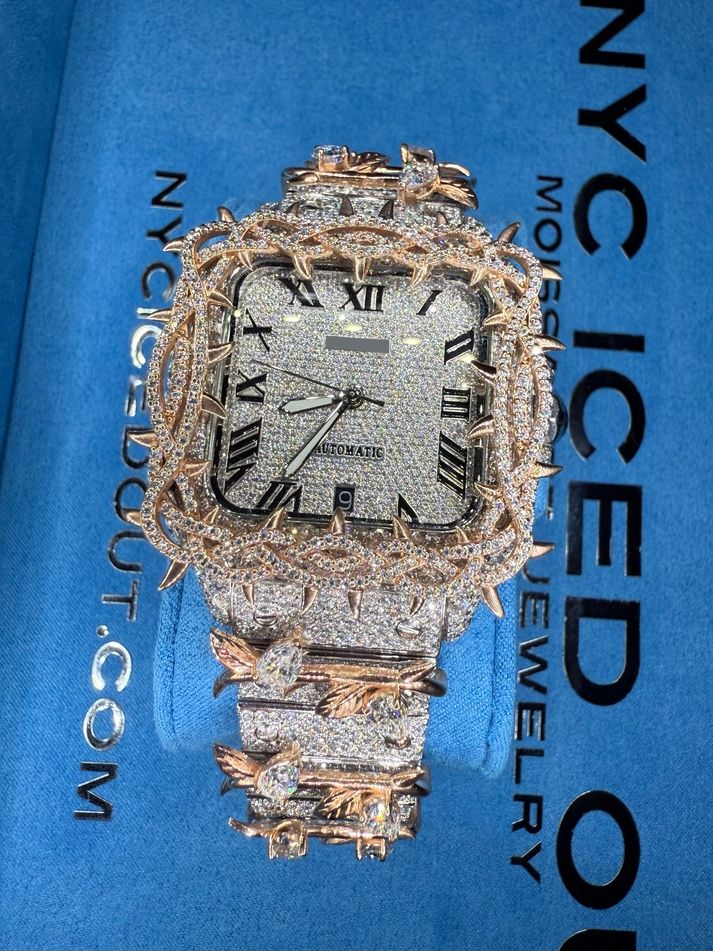 ICED OUT JESUS THORN CROWN MOISSANITE WATCH