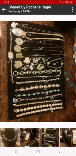 All sterling some gold and diamonds. Pictures have some asking prices make offers. Great for gifts.