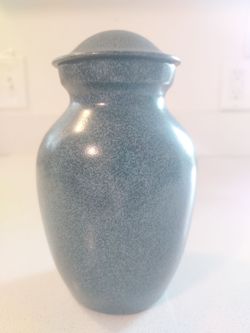 6" Brass Blue Speckled Cremation Keepsake Urn