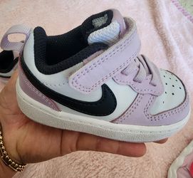 Nike Court Borough Low 2 Purple Size 4.5Leather Children Baby Shoes Lace Up