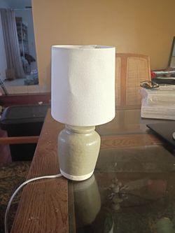 Small Ceramic Table Lamp with Drum Shade