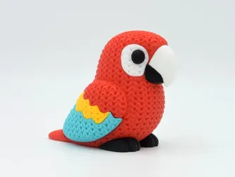 Scarlet Macaw Parrot 3D Printed Multicolor Knitted Texture Decor