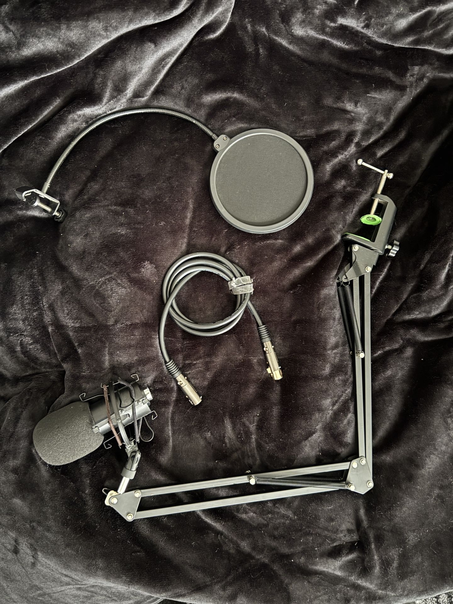 Microphone Stand + Microphone + Pop Filter