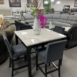 5PC Marble Dining Table Set