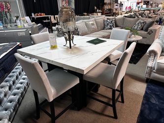 Perfect Marble-Top Dining Set! 📲🤍✨