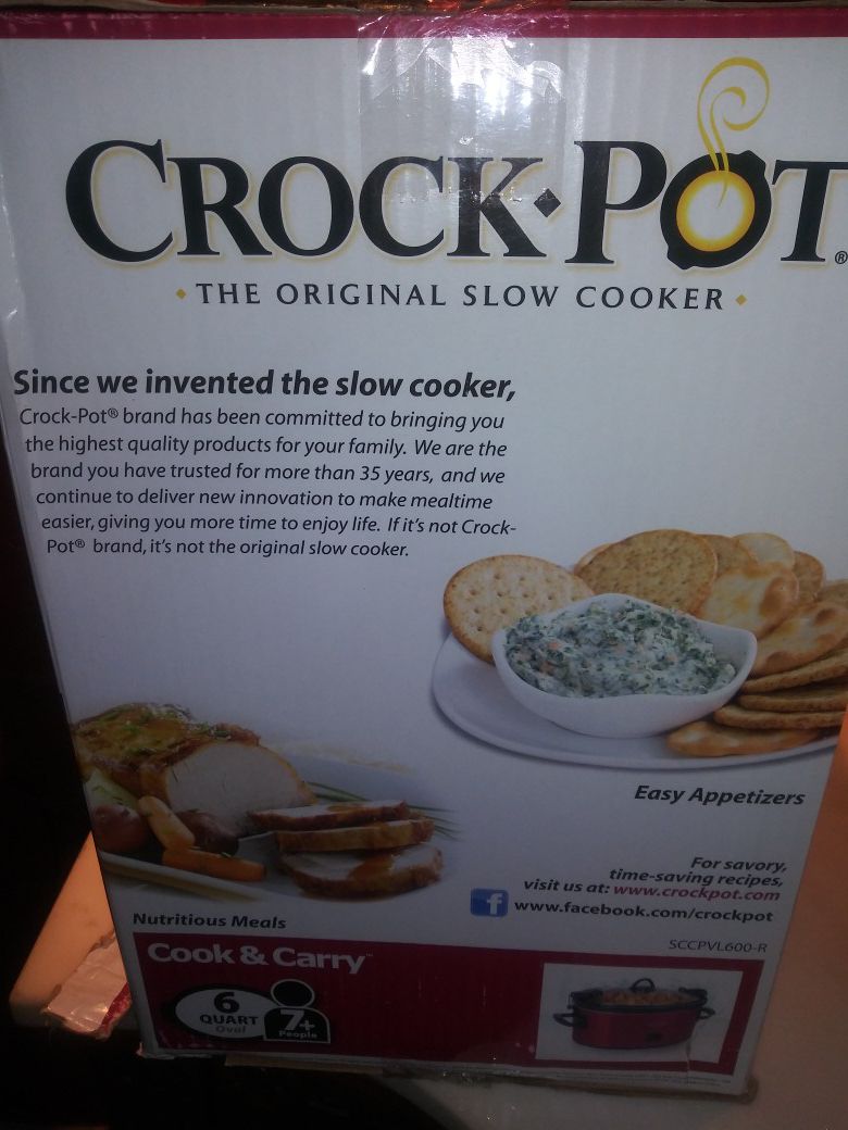 New in Box! Crock Pot Slow Cooker 6 Qt.