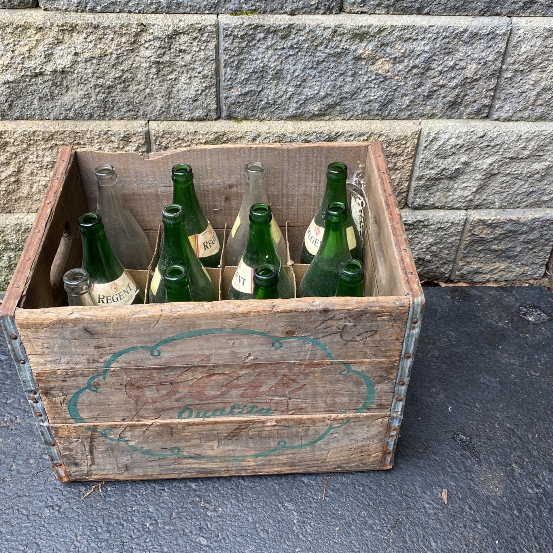 Antique Regent Cott Bottles + Crate 