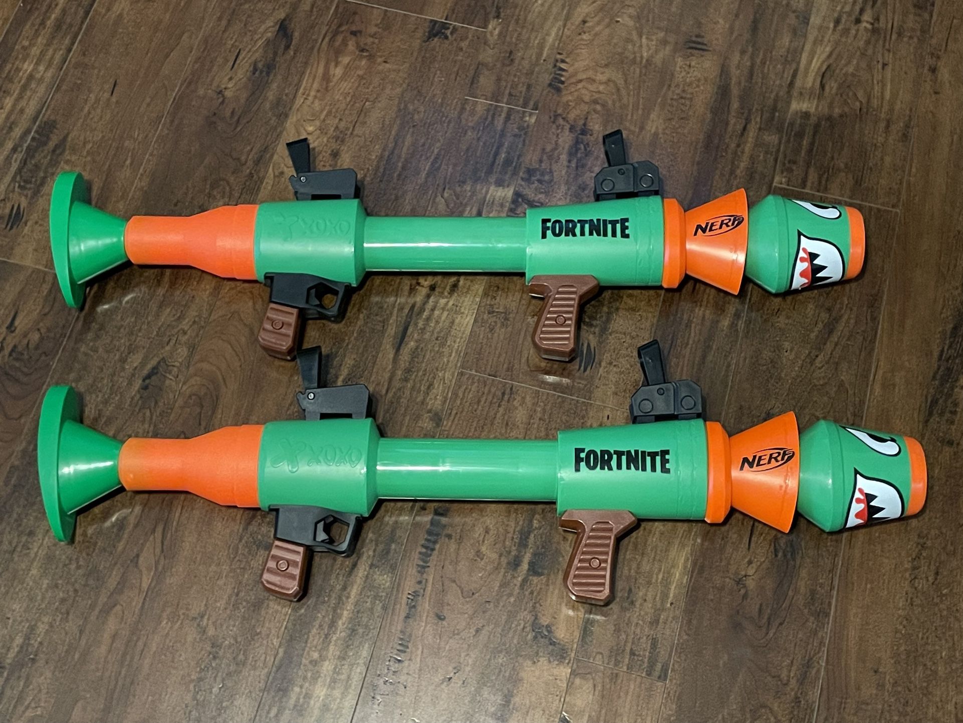 (2) NERF Fortnite RL Blaster Foam Dart Rocket Launcher Gun Green No Ammo Bazooka