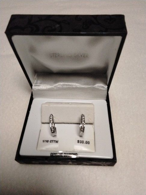 Sterling Silver and Diamond Earrings Priced To Sell