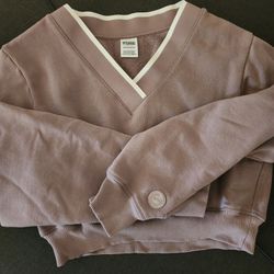 Pink/VS Fleece v-neck  Pullover Xs