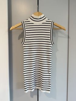 Michael Kors Striped Mock-Neck Top, Size XS