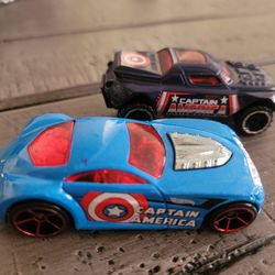 Lot Of 2 Captain America Hot Wheels Cars